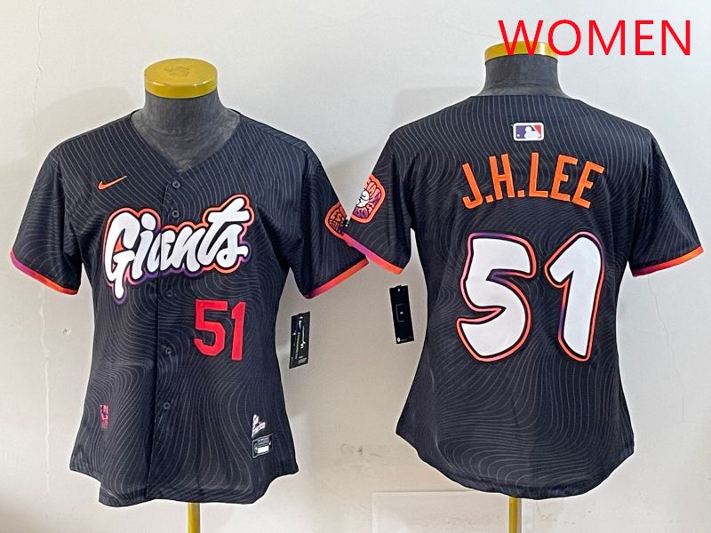 Women San Francisco Giants #51 J.H.Lee Black Joint Name Nike 2025 MLB Jersey style 3